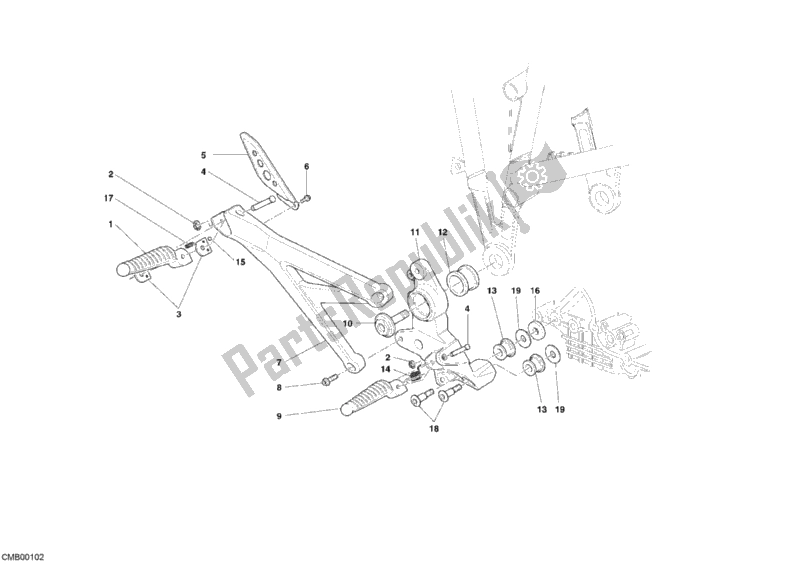 Alle onderdelen voor de Voetsteunen, Juist van de Ducati Multistrada 1100 S USA 2008